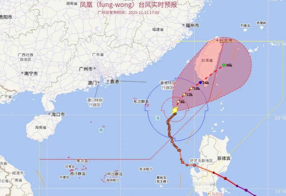 台风凤凰提前转向远离广东，粤东雨势减弱！过去3小时，全省没出现明显降雨影响，虽