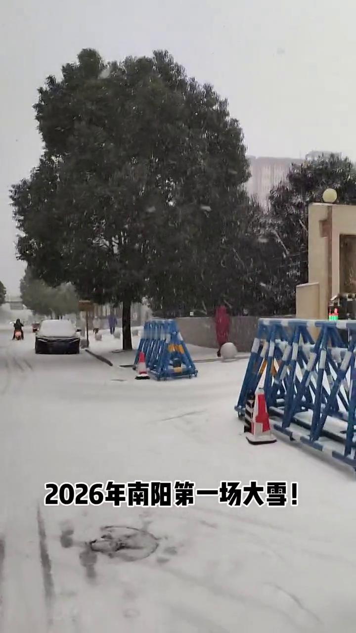 2026年南阳第一场大雪。话说咱家小孩所在的学校都停课了没？昨天等了一天也没通
