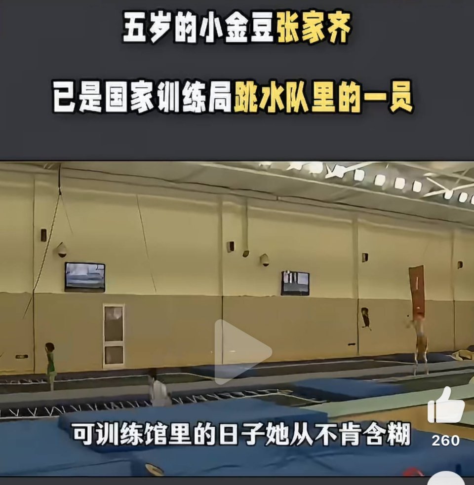 原来左边的小孩才是张家齐，评论区看到这张图还是很震撼这么小的孩子一个人待在队里训