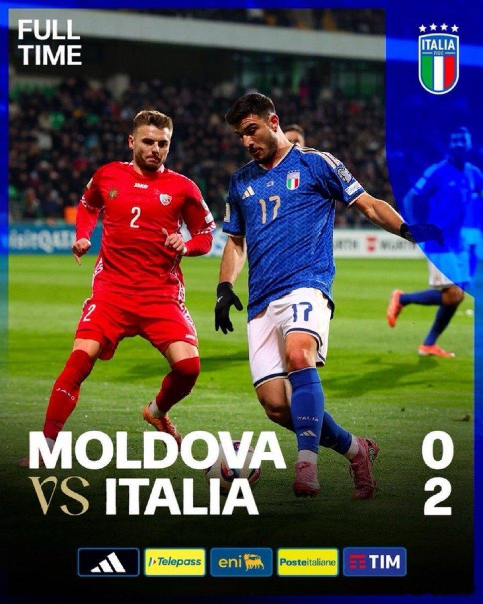 一觉醒来意大利2:0艰难战胜了摩尔多瓦