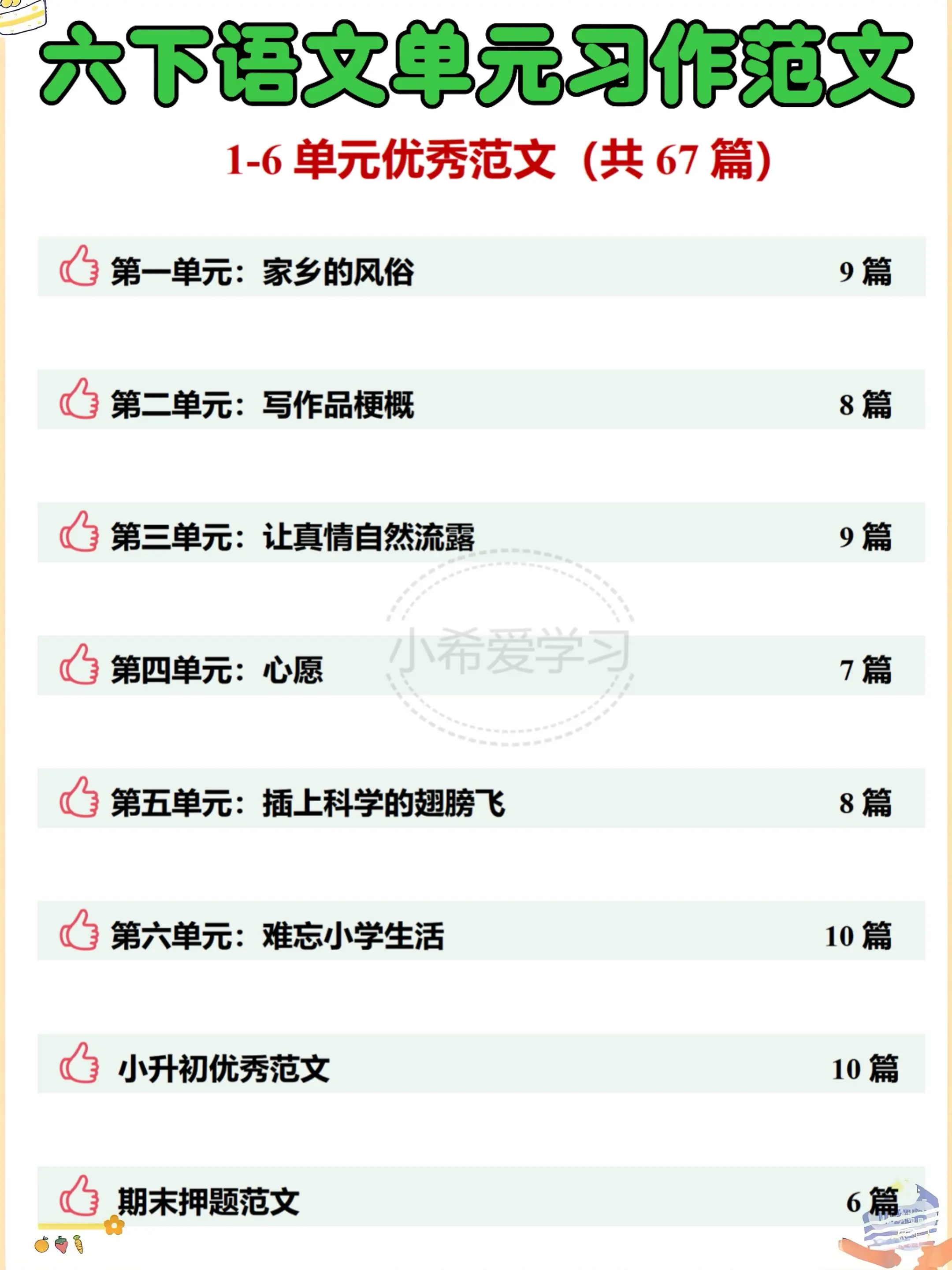 六下语文范文67篇｜全单元习作暖心分享✨。整理了超适配六年级下册的语文...