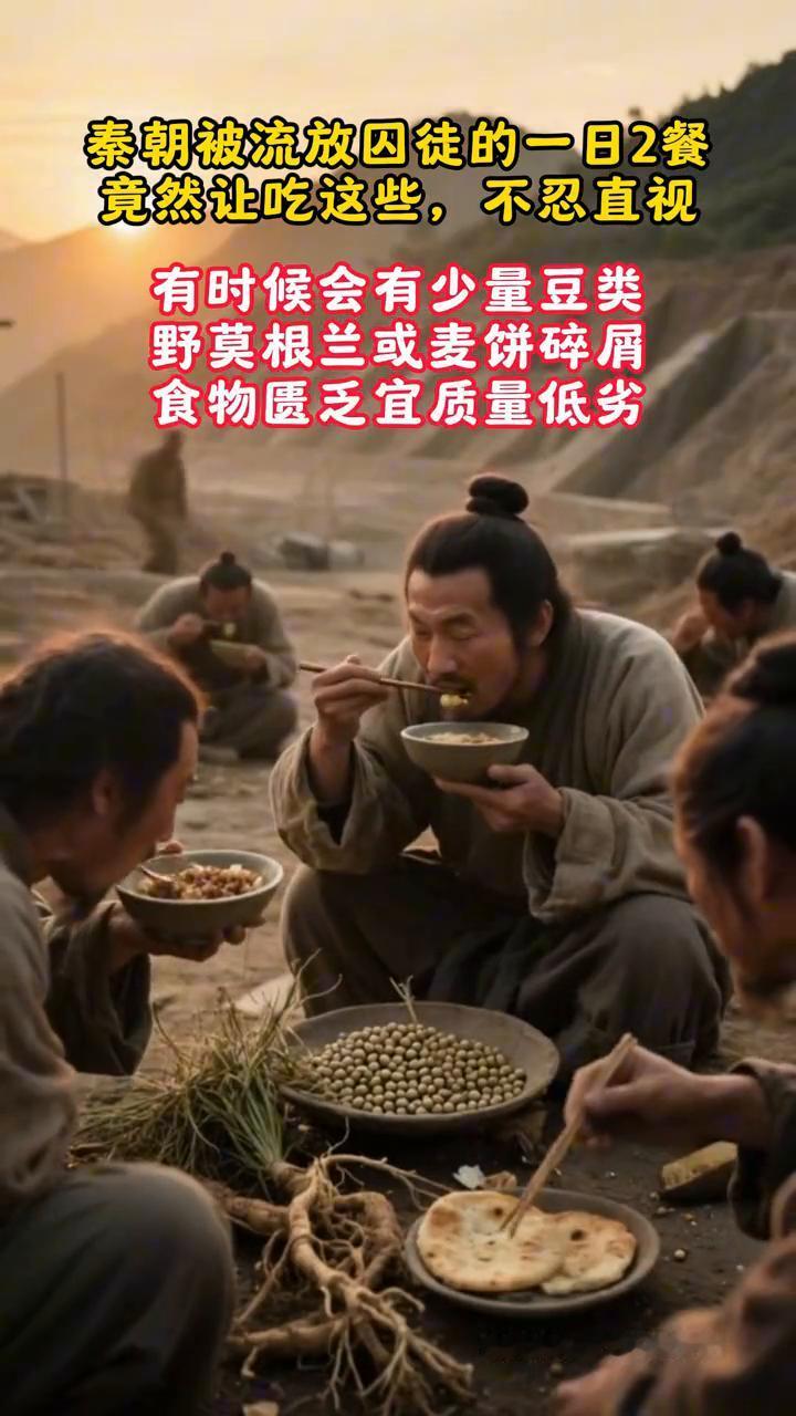 秦朝被流放囚徒的一日2餐，竟然让吃这些，不忍直视。·早餐：主要是稀粟米粥，粗糙