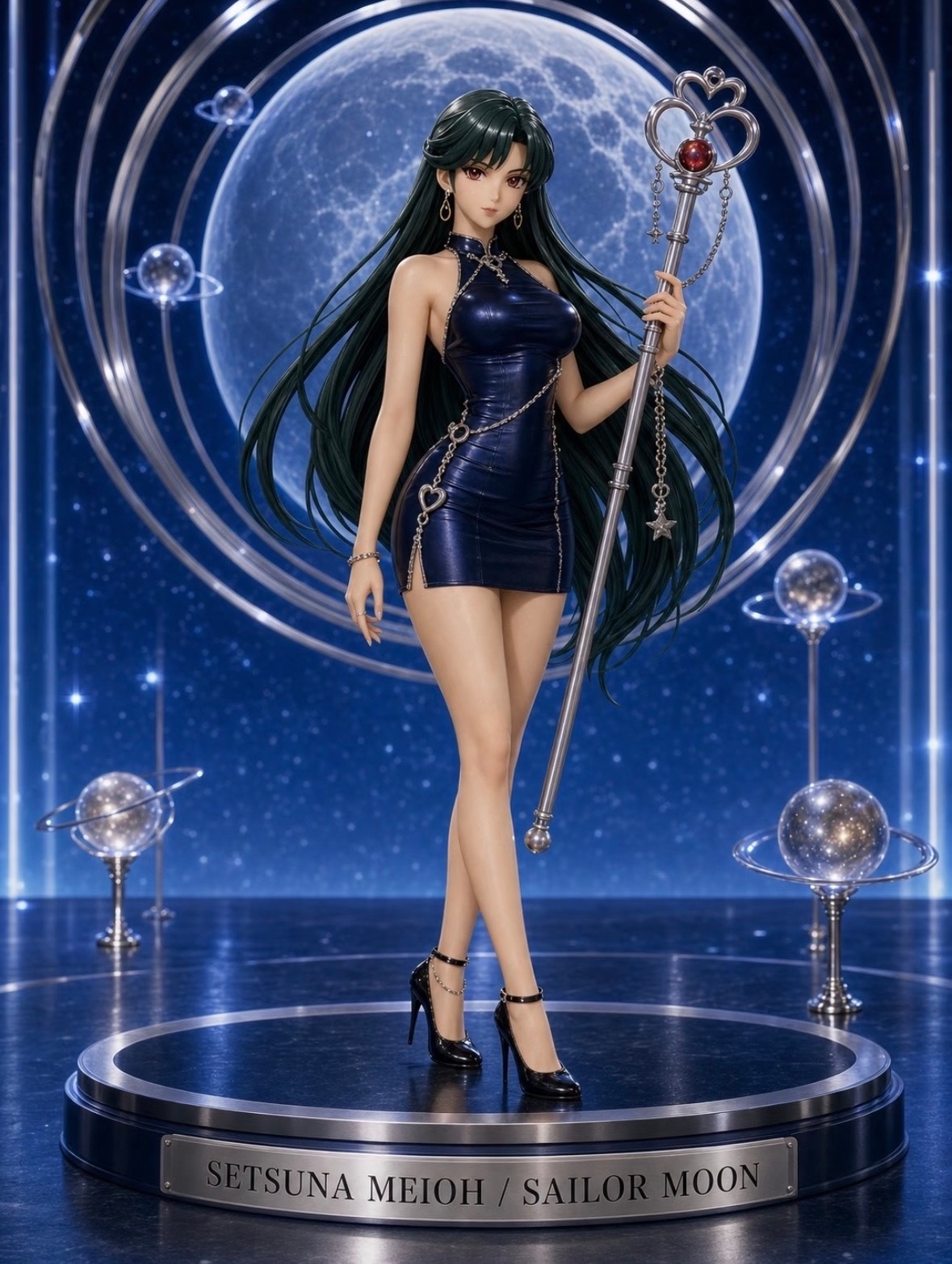 哇塞！美少女战士手办来了，绝美啊！✨大家统一穿海军蓝、月光银和黑铬色的夜场短装与