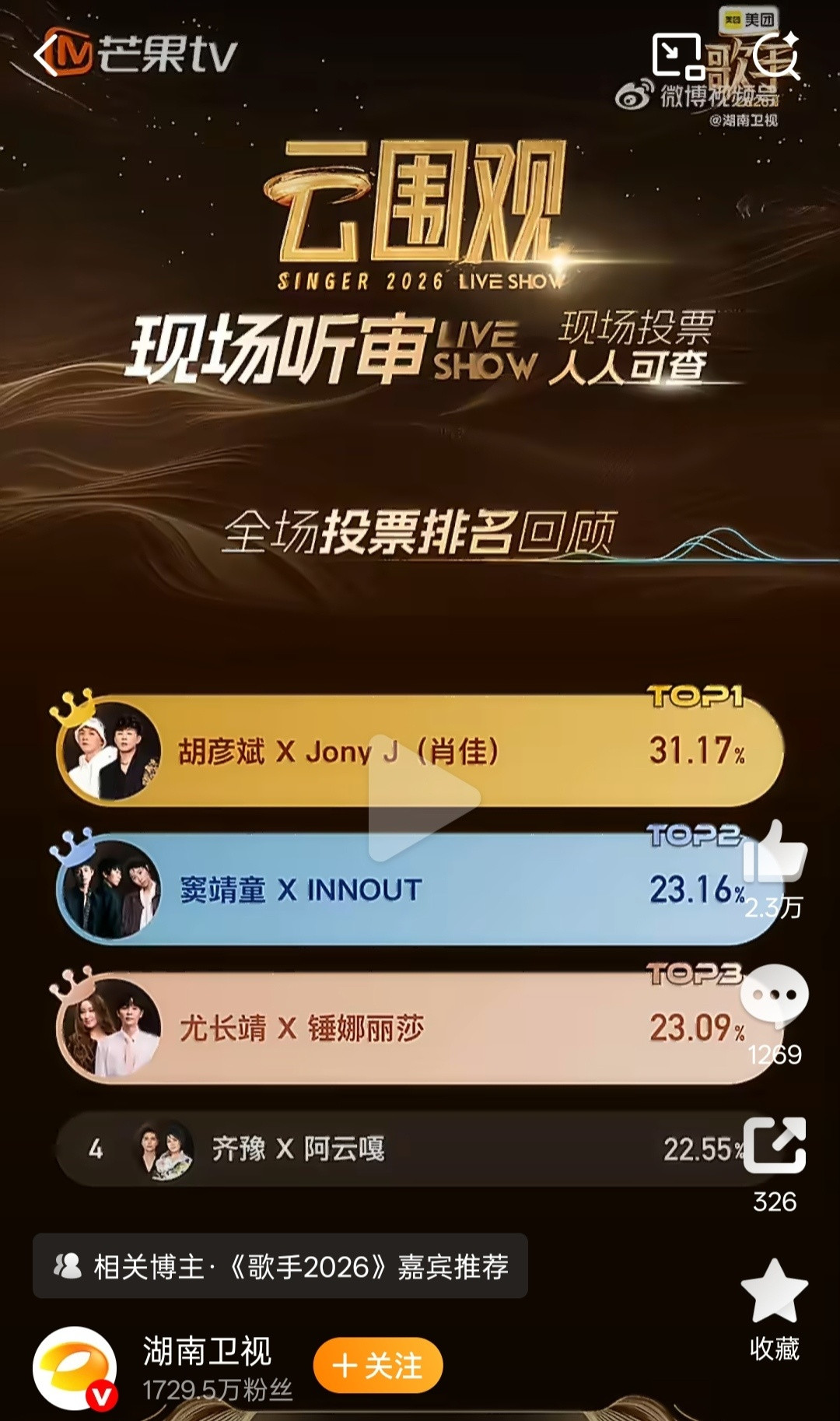 歌手排名这是出投票排名了吗