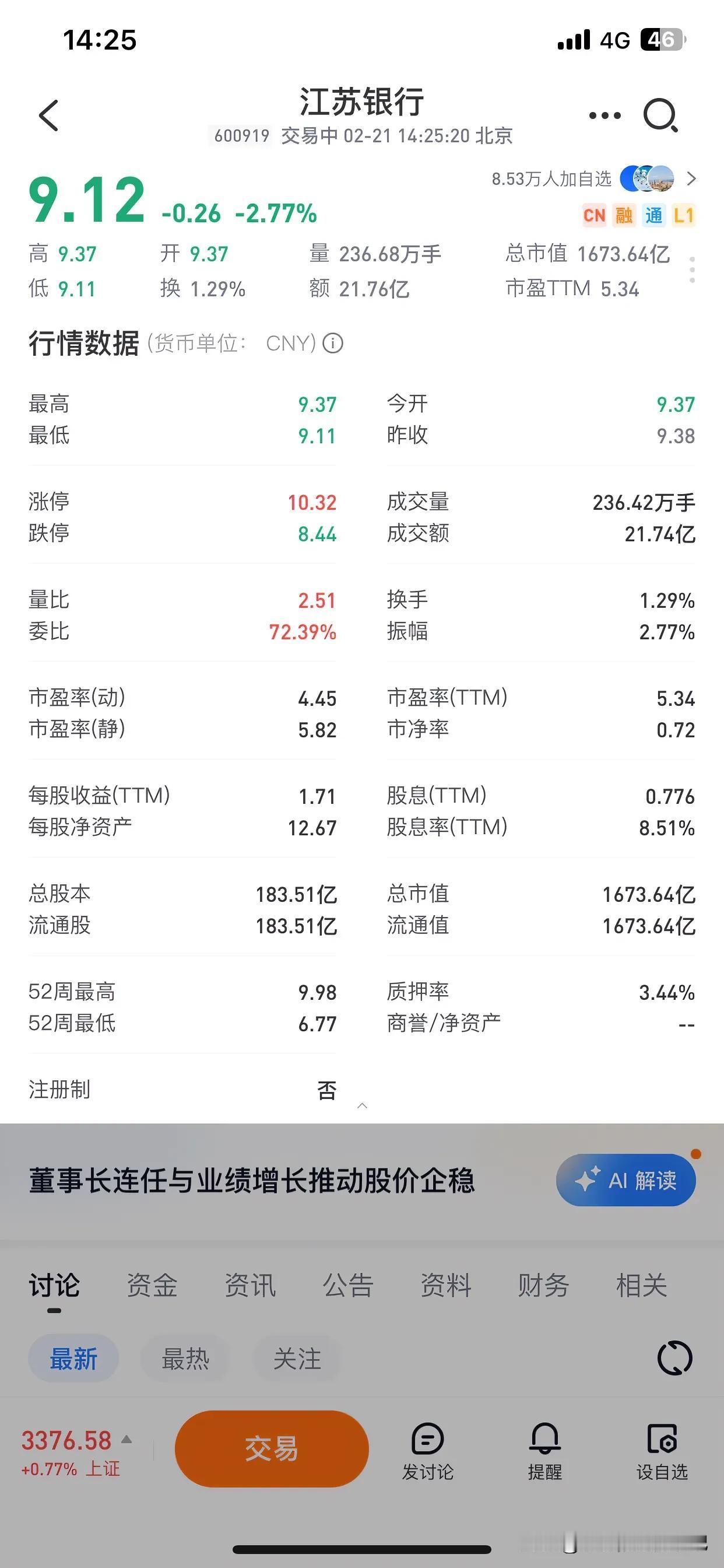 江苏银行中期分红的时候我一直没来得及复投，没想到最近又给了我“上车”的机会！