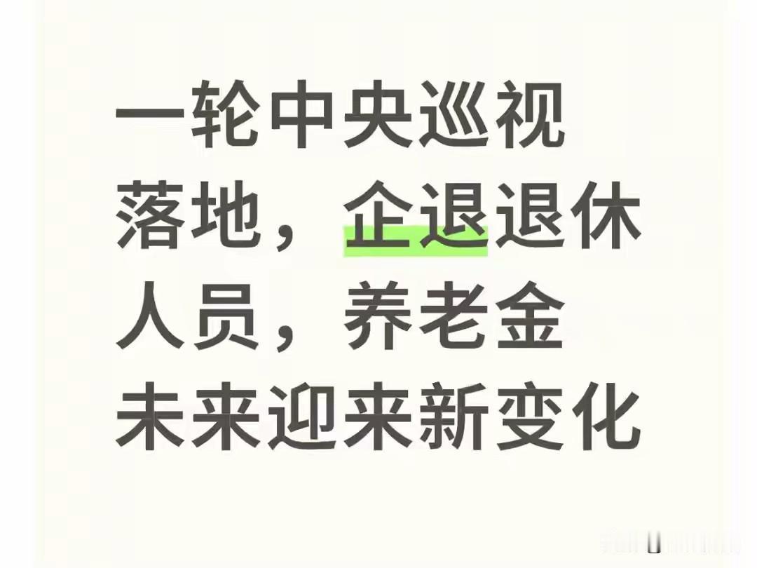 一轮中央巡视落地，企退人员注意，养老金未来将迎来这些新变化按照二十届中央巡