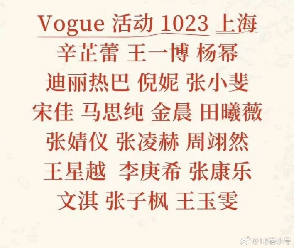 VOGUE盛典嘉宾刘冲邀请了52位艺人…………他怎么能兼顾得过来​​​