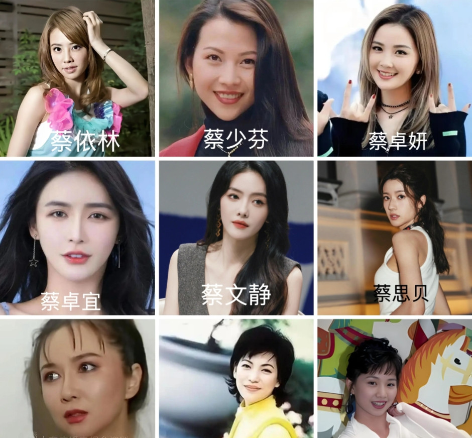 巅峰颜值而论，下图9位“蔡姓”女明星，谁颜值最高？