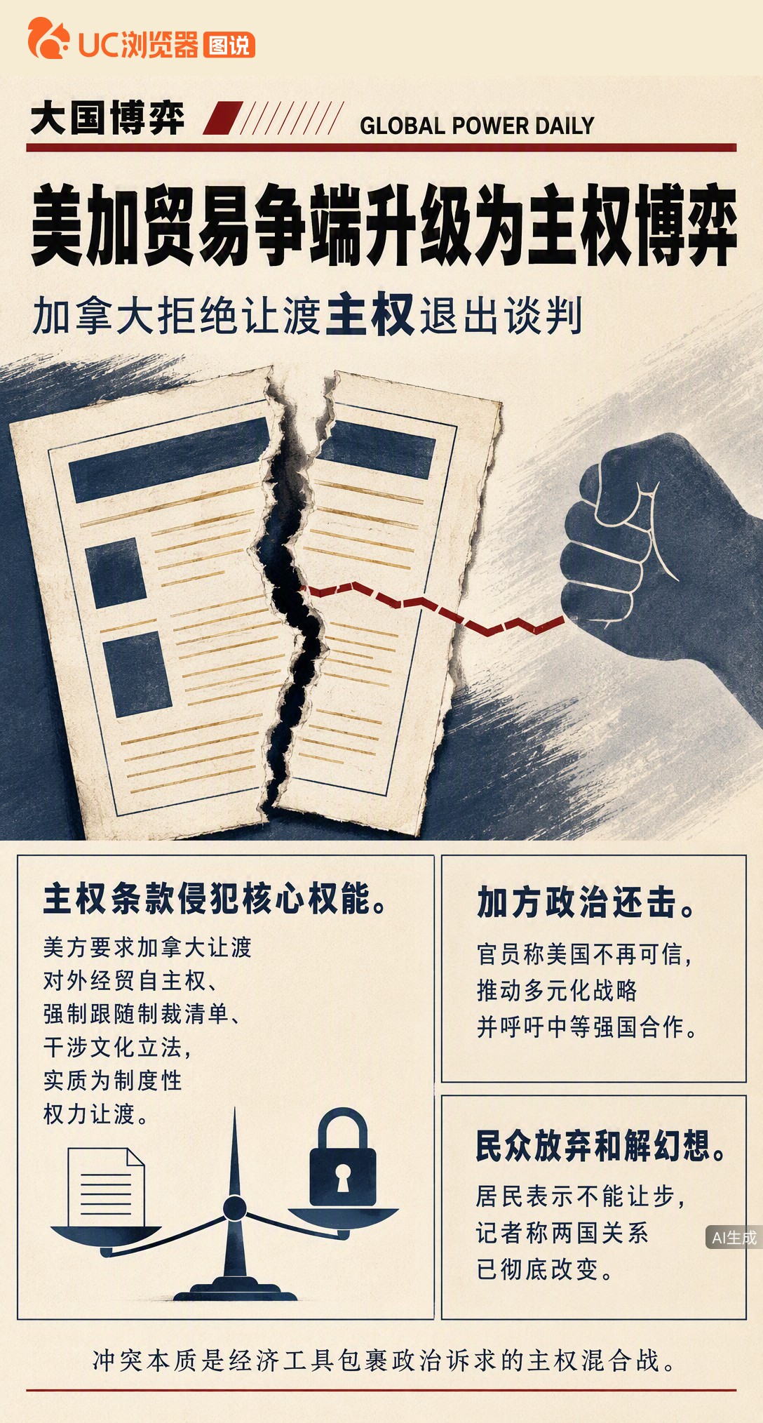 美加贸易谈判破裂，美方临签约突加主权条款：要审批加拿大对外经贸、干涉内政。加方忍无可忍退出，越来越多