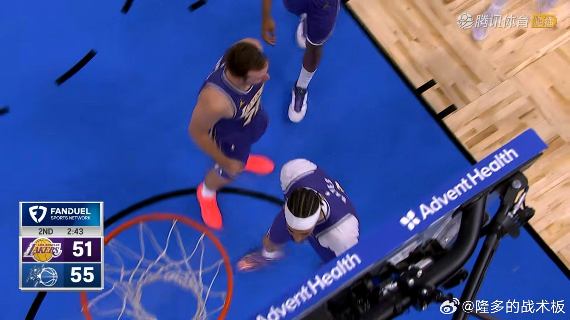 湖人51-55落后魔术，进入暂停湖人vs魔术