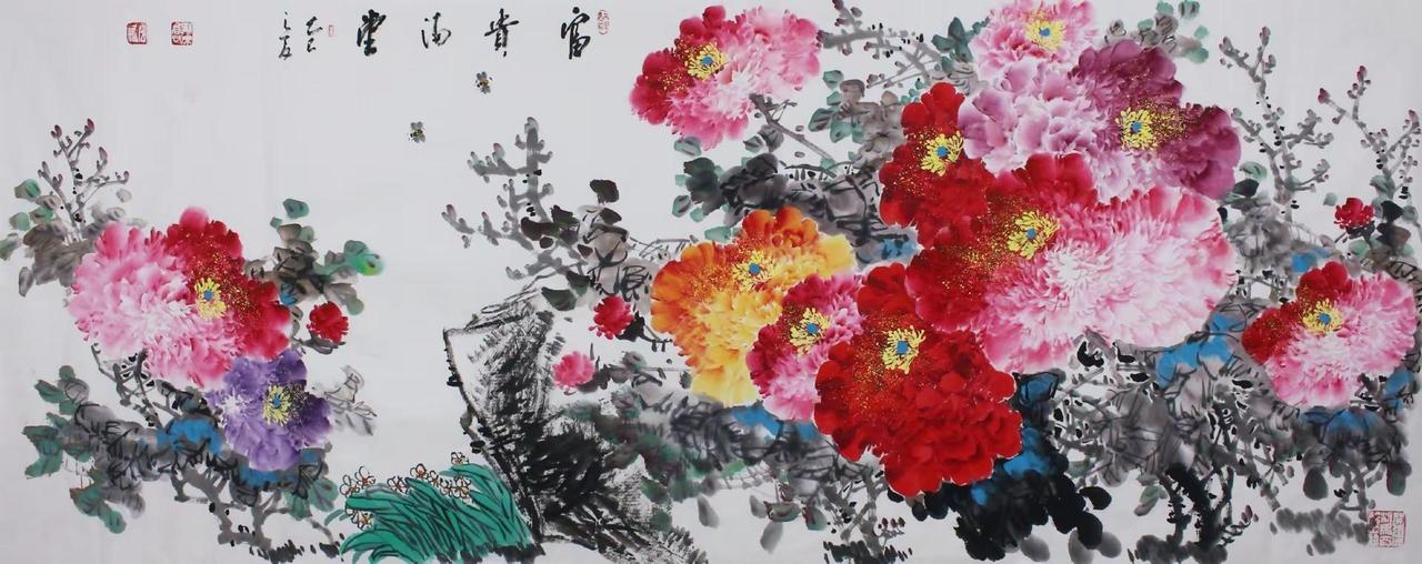 富贵满堂。国画牡丹写意花鸟国画写意牡丹画法创作者中心