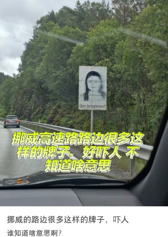 挪威的路边很多这样的牌子，吓人​​​