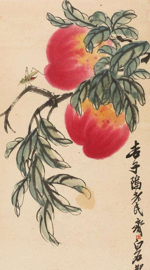 1956年，北京一退休老师，花80块买到一幅齐白石的寿桃画作，临走时还特意让齐白
