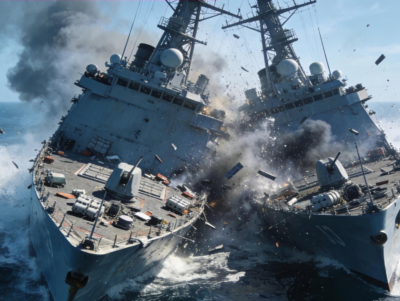 撞了，撞了，美国两艘军舰自己撞到了一起，2月11日，美国一艘伯克级驱逐舰和一艘供