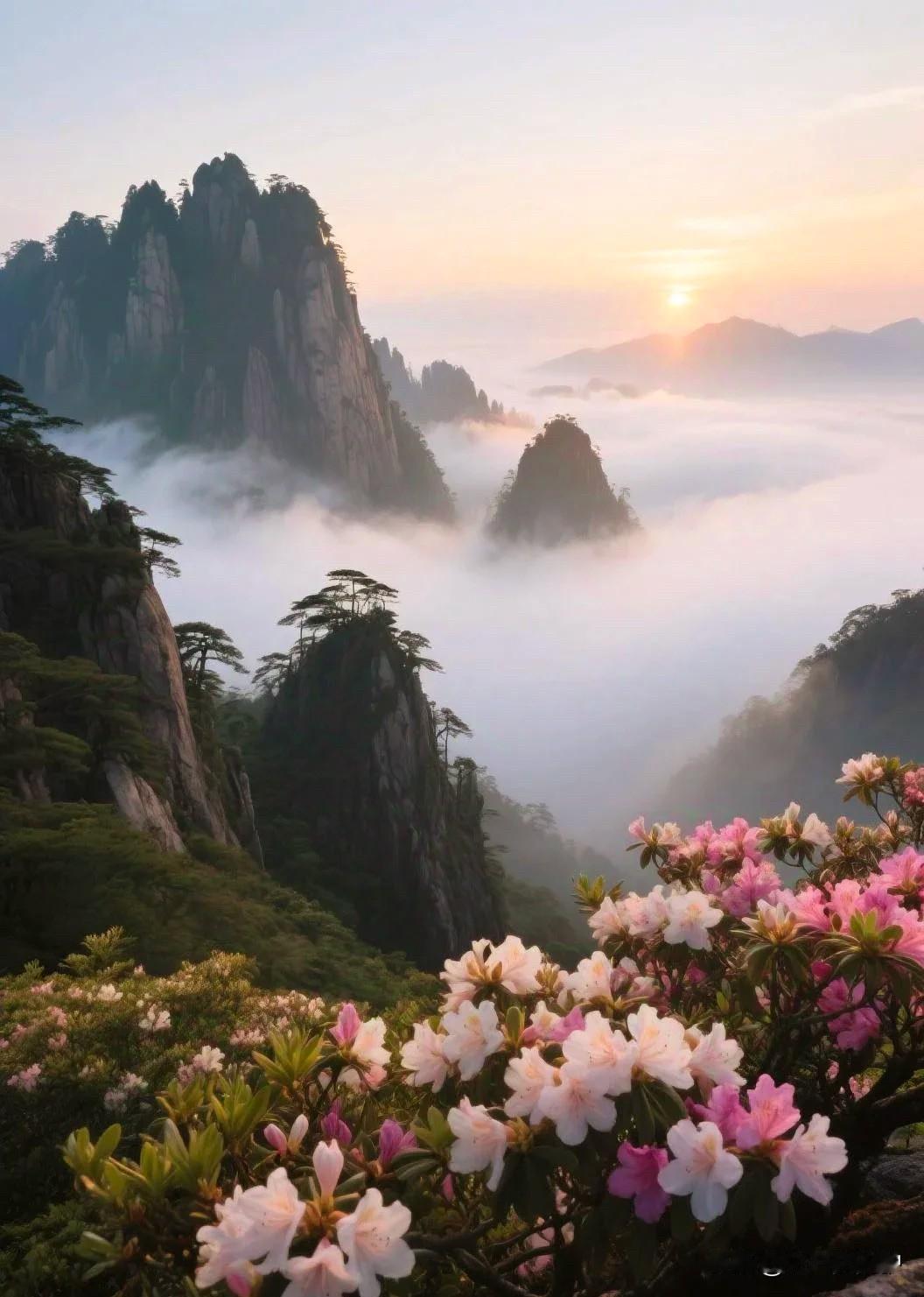 游黄山顿悟！站在云谷索道出口的瞬间，我彻底被眼前的景象震撼——云雾裹挟着苍翠山