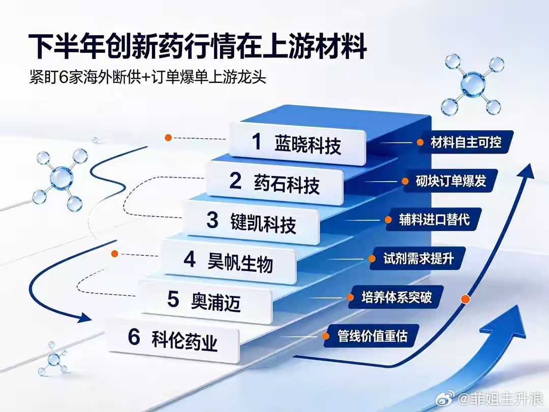 下半年创新药行情在上游材料，紧盯6家海外断供+订单爆单上游龙头如果目光始终局限在