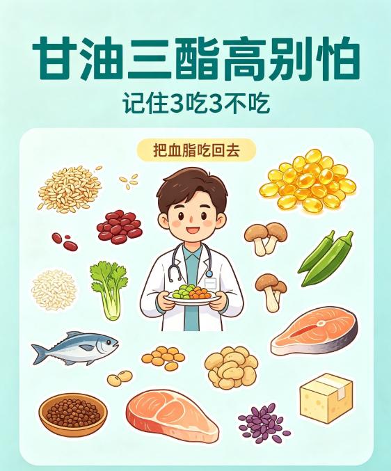 甘油三酯高别怕！记住“3吃3不吃”，把血脂一点一点“吃回去”✅先记牢：降甘