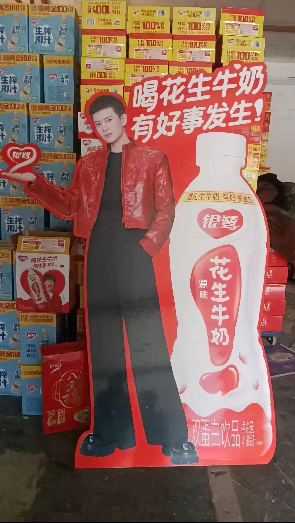 银鹭真的是一点都忍不住已经能在超市看到代言任了任嘉伦立牌红红火火好喜庆