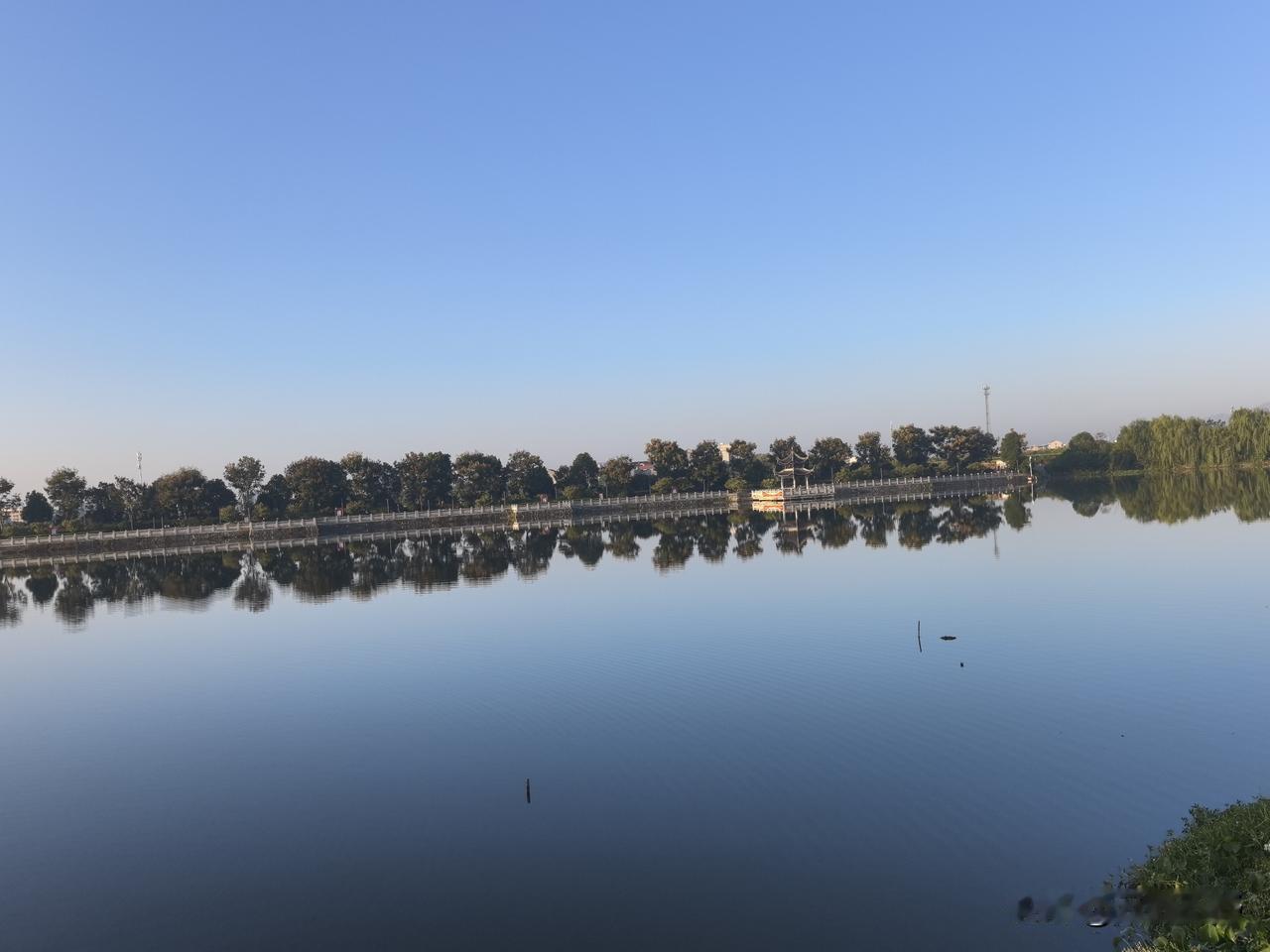 是一处湖水清澈、景致秀美的城市湖泊景观，结合搜索信息，其更符合安徽阜阳颍上西湖的