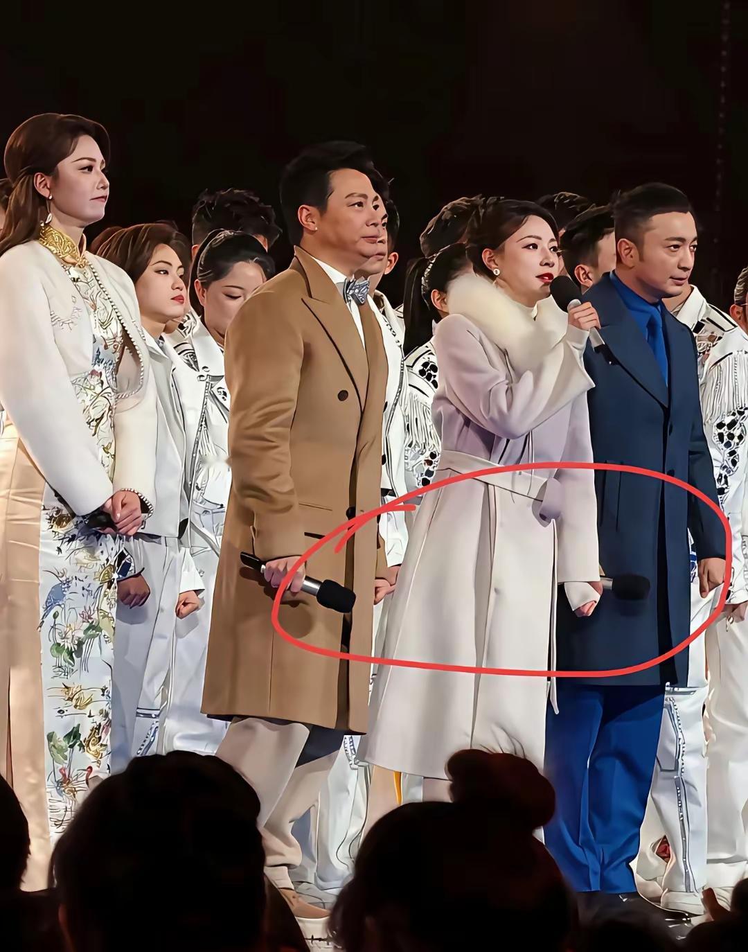 看的央视跨年的主持人们都穿的挺厚的大衣今年央视跨年晚会大家都有一个标志性动作