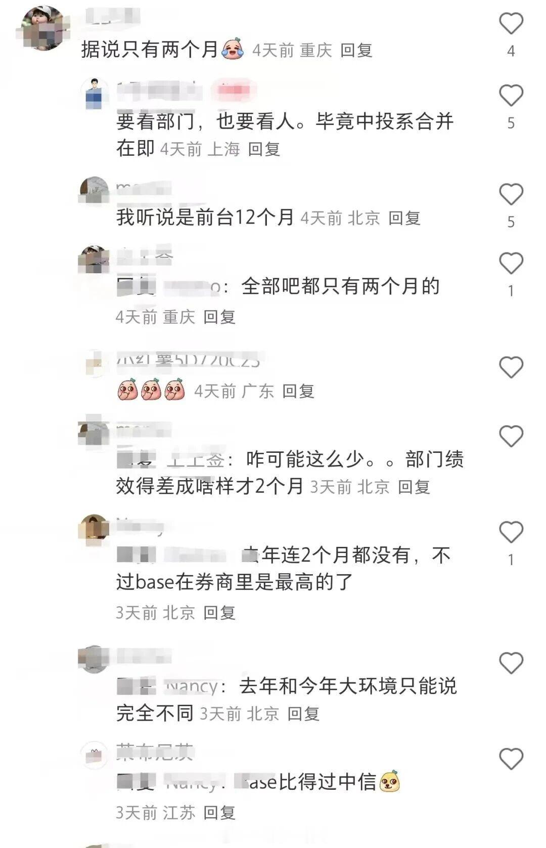 中金公司年终奖疑似发了，约2-3月工资