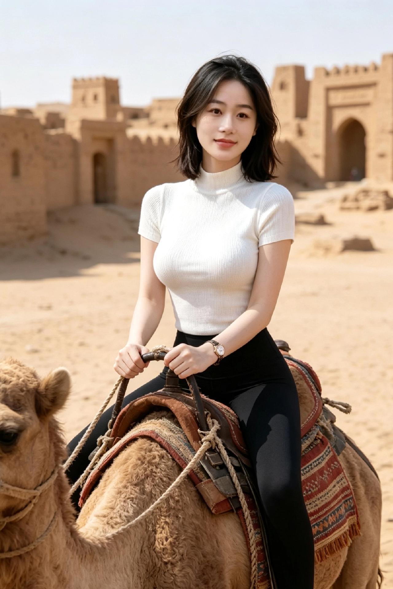 沙漠驼铃响，古道人影长。