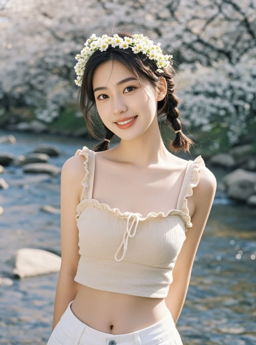 溪风掠过慵懒味温柔脖颈美成画