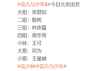 花少8出发录制花少8北京出发花少8要出发录制了