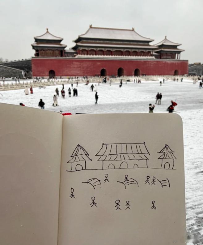 下雪那天，我特意去故宫写生！