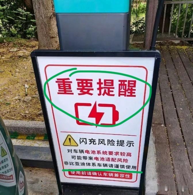“闪充对车辆电池系统要求较高，可能带来电池适配风险，非比亚迪系车辆请谨慎使用，使