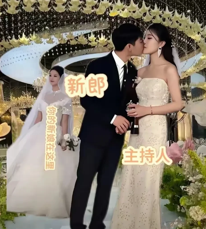 婚礼上新郎亲了主持人。事后，别人问他，他说感觉主持人更漂亮更有气质！反正