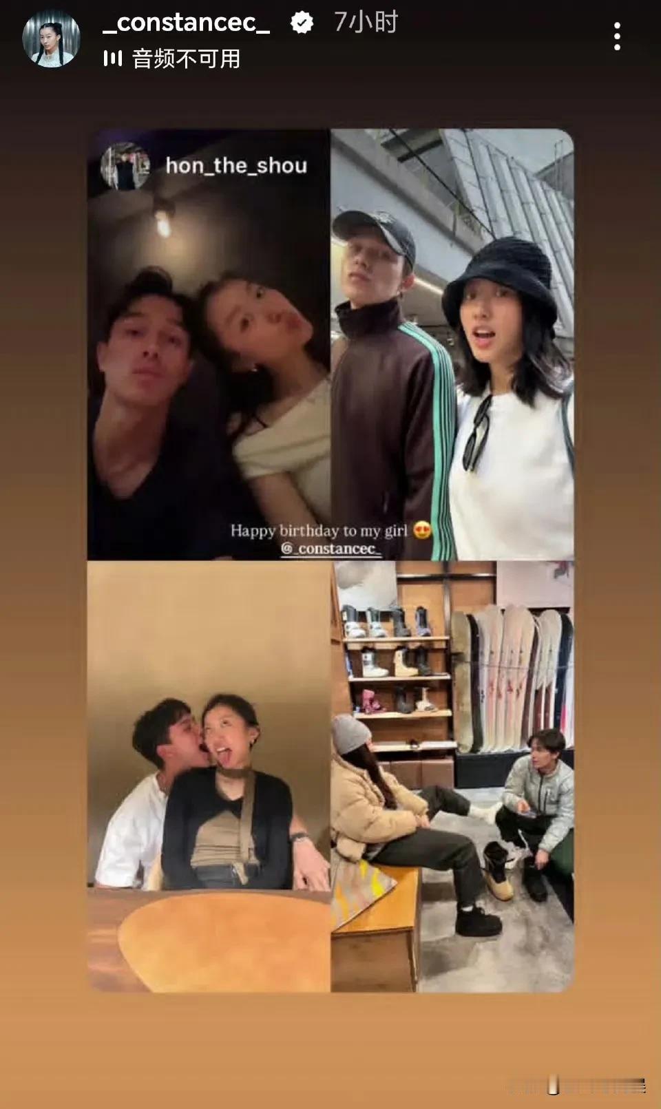 10月4日是陈奕迅女儿陈康堤21岁生日，她的男友甜蜜晒出照片，并用英文写道:祝我