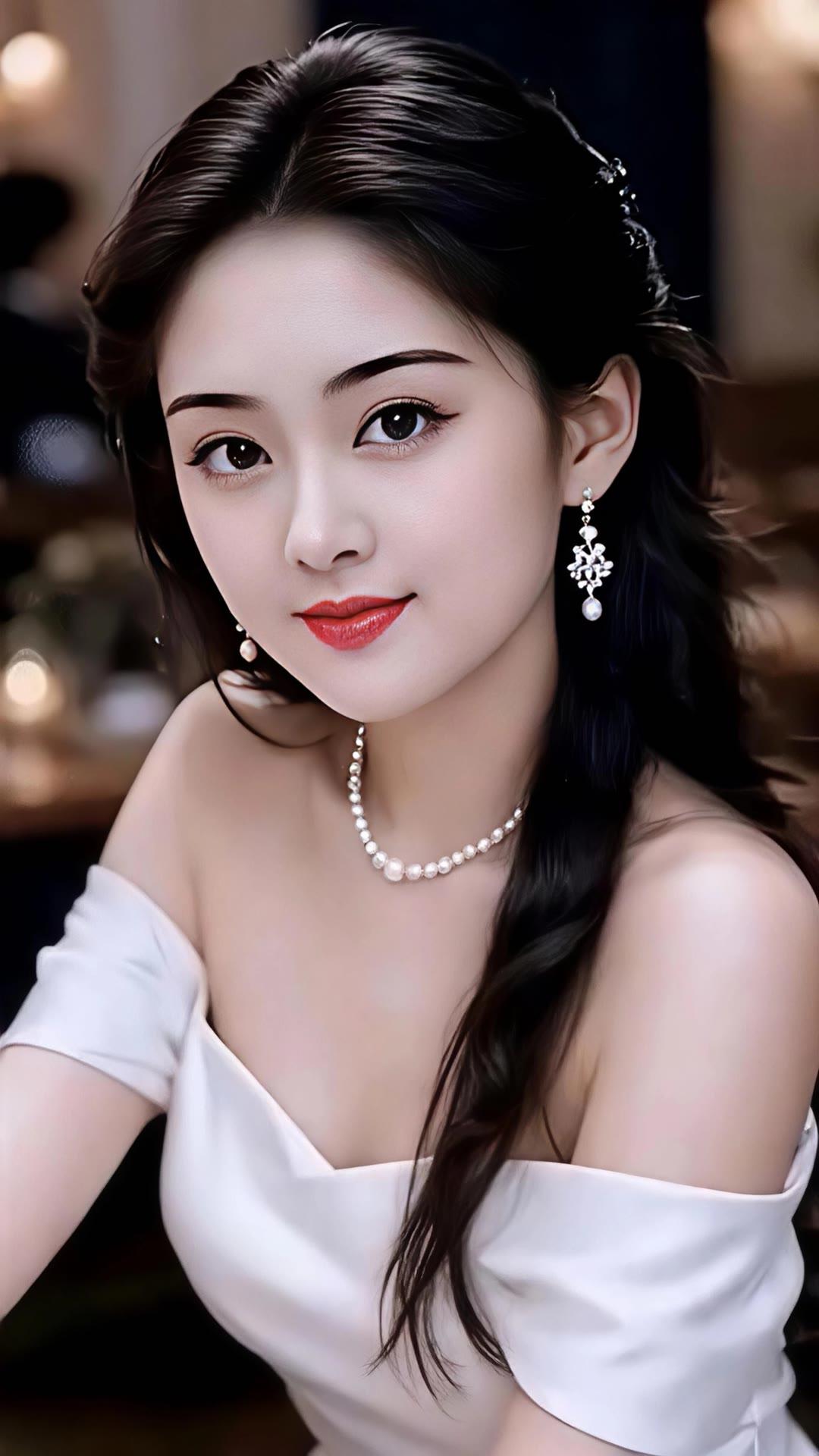 优雅白裙，闪耀珍珠，气质女神，惊艳瞬间