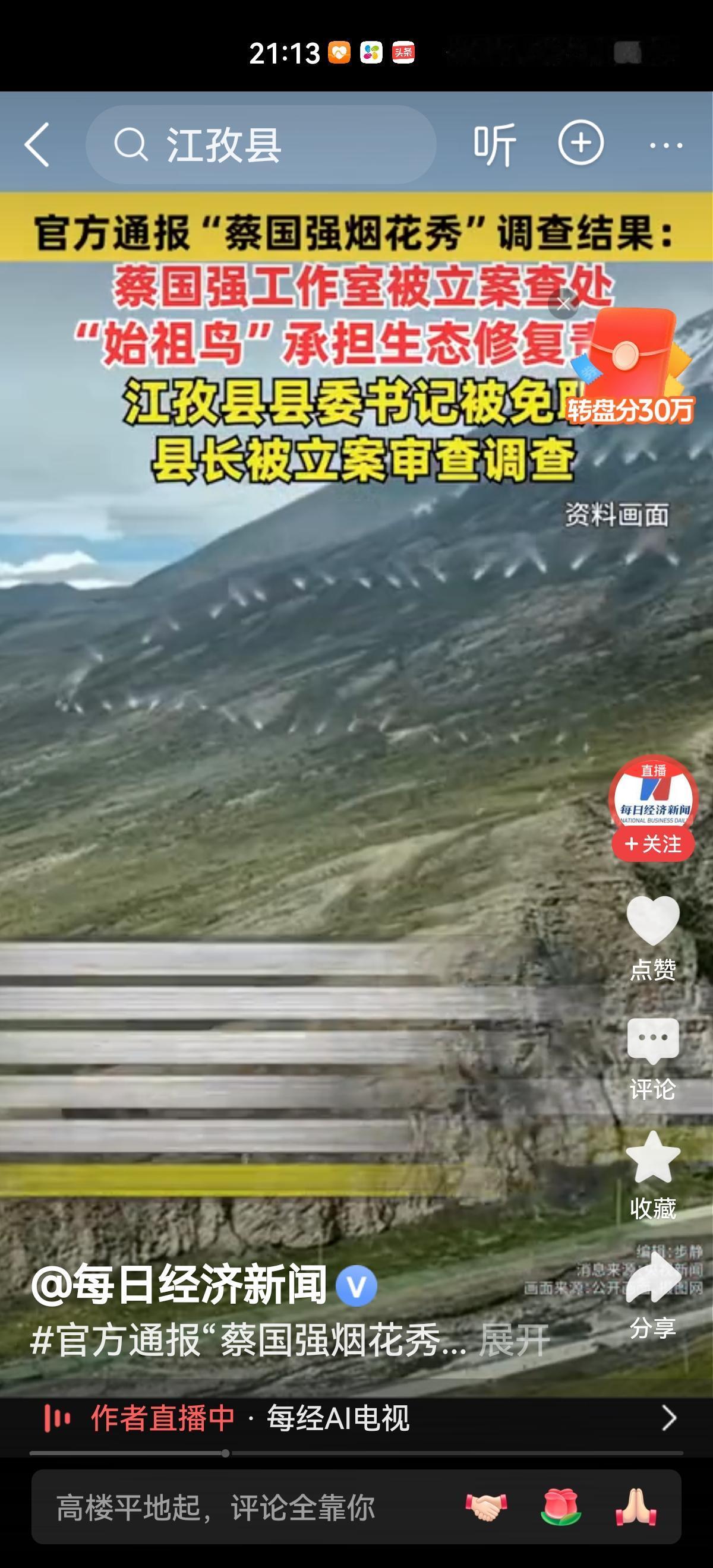 蔡国强的“升龙秀”调查处理结果出来了，江孜县委书记被免职，始祖鸟承担相应生态损害