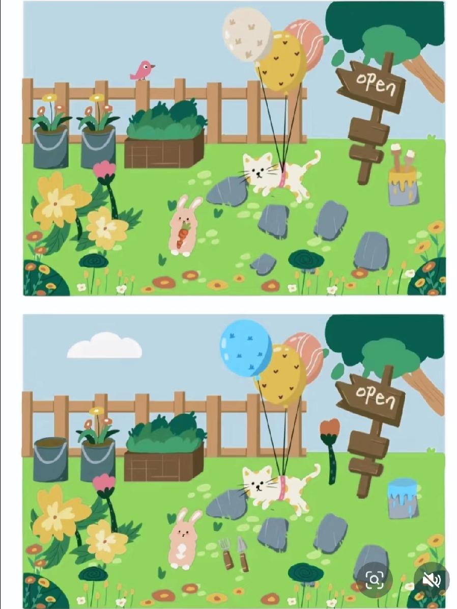 眼尖的来！花园里的不同之处，据说10秒找全的都是细节控