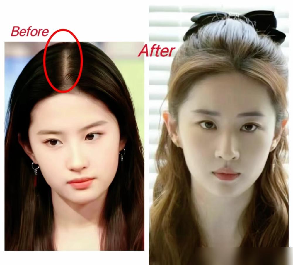 刘亦菲天仙脸崩了，15万假发揭开娱乐圈脱发真相！巴黎时装周，刘亦菲生图发缝宽