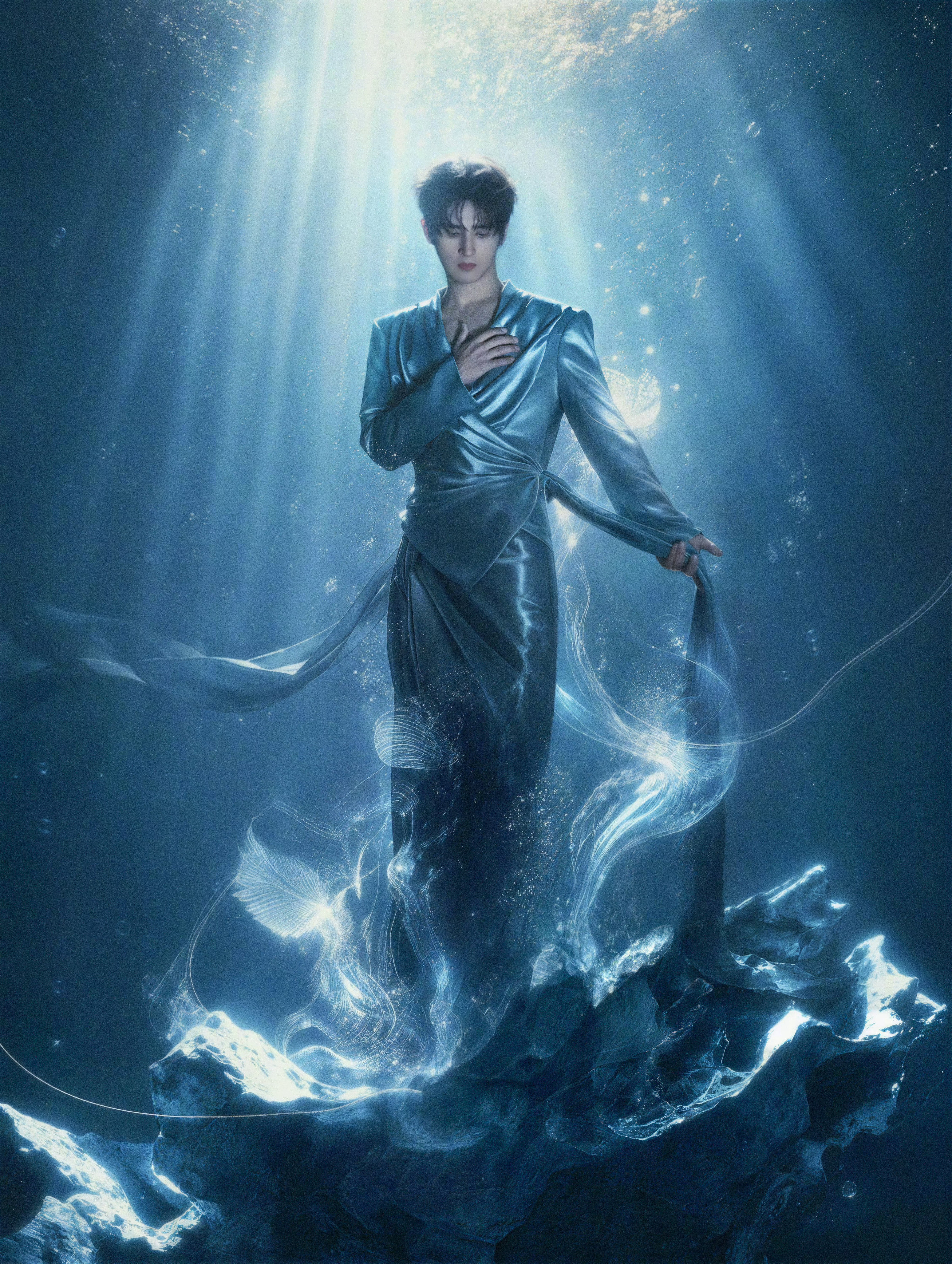 突然发现这张真的好经典的人鱼鱼尾裙构图啊，底部的光影不就是鱼尾巴吗