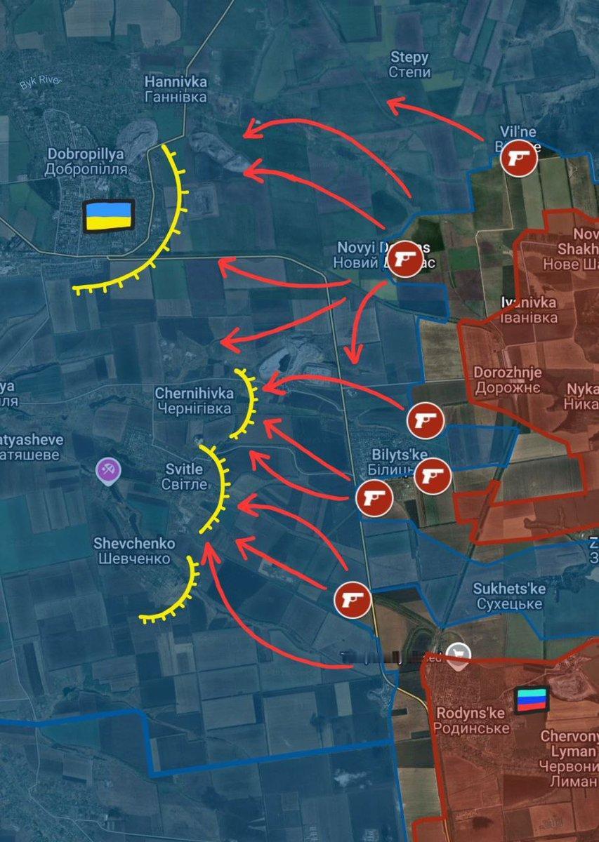 乌克兰多布罗皮利亚方向:俄军正从舍甫琴科到汉尼夫卡（Svetko35）直接向乌