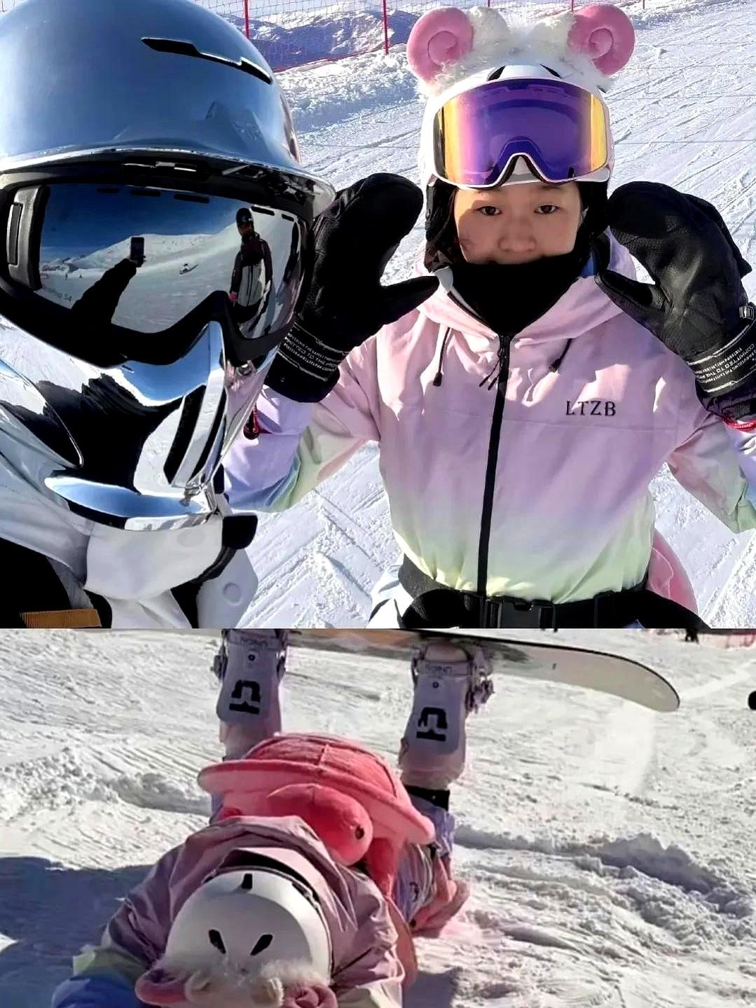 我表姐亲眼见过全红婵学滑雪。刚开始还得绑着防摔垫，跟新手没两样，结果才三天就