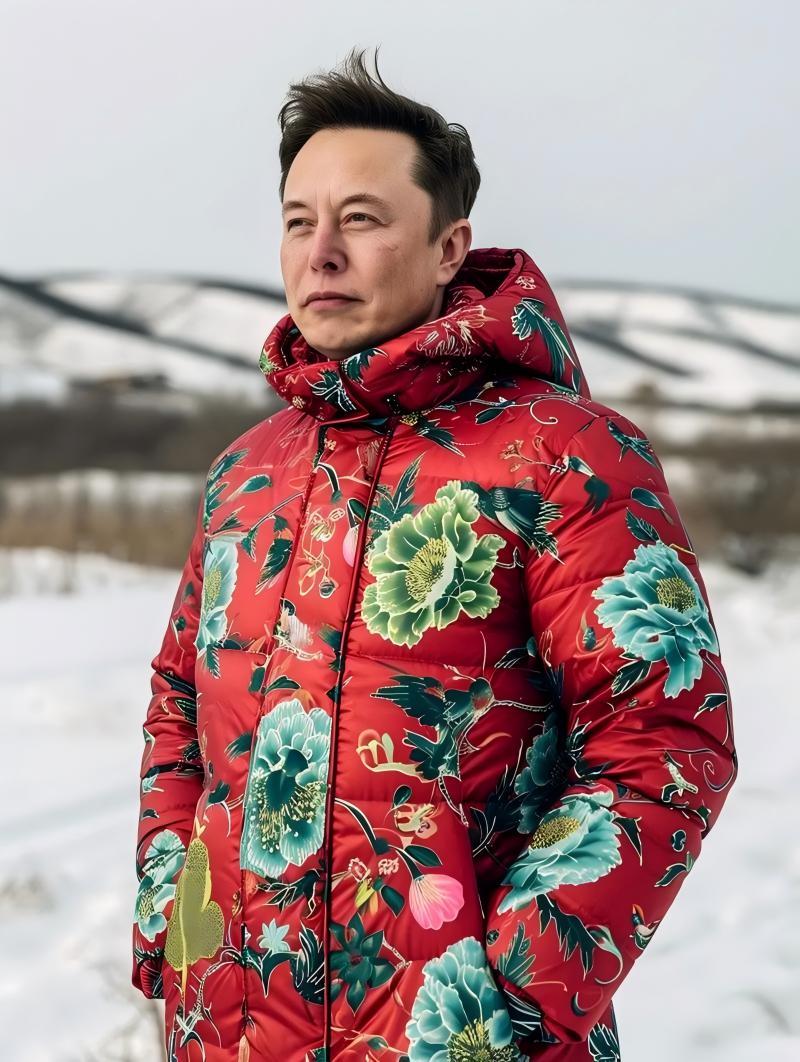 没想到吧？世界首富马斯克的儿子身穿售价970元的桑蚕丝国潮马甲，搭配398元的虎