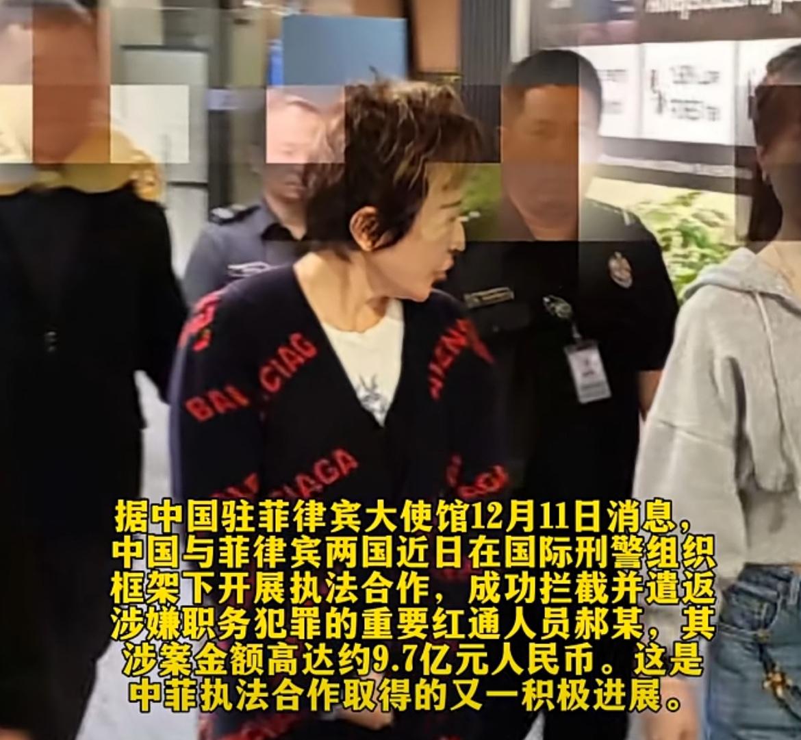 12月3日，菲律宾移民局发布消息，拦截一名叫郝斌的中国公民，她正是上了国际刑警红