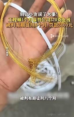 胆大包天！5月2日福建厦门检察机关披露：一工程师借调试设备之机，每次偷偷剪下3至