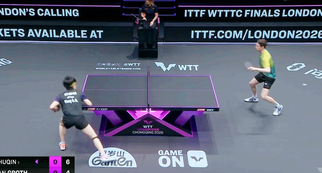 笑死我了！王楚钦还真是个倔头！和格罗特的第一个球，就是多拍相持，结果大头