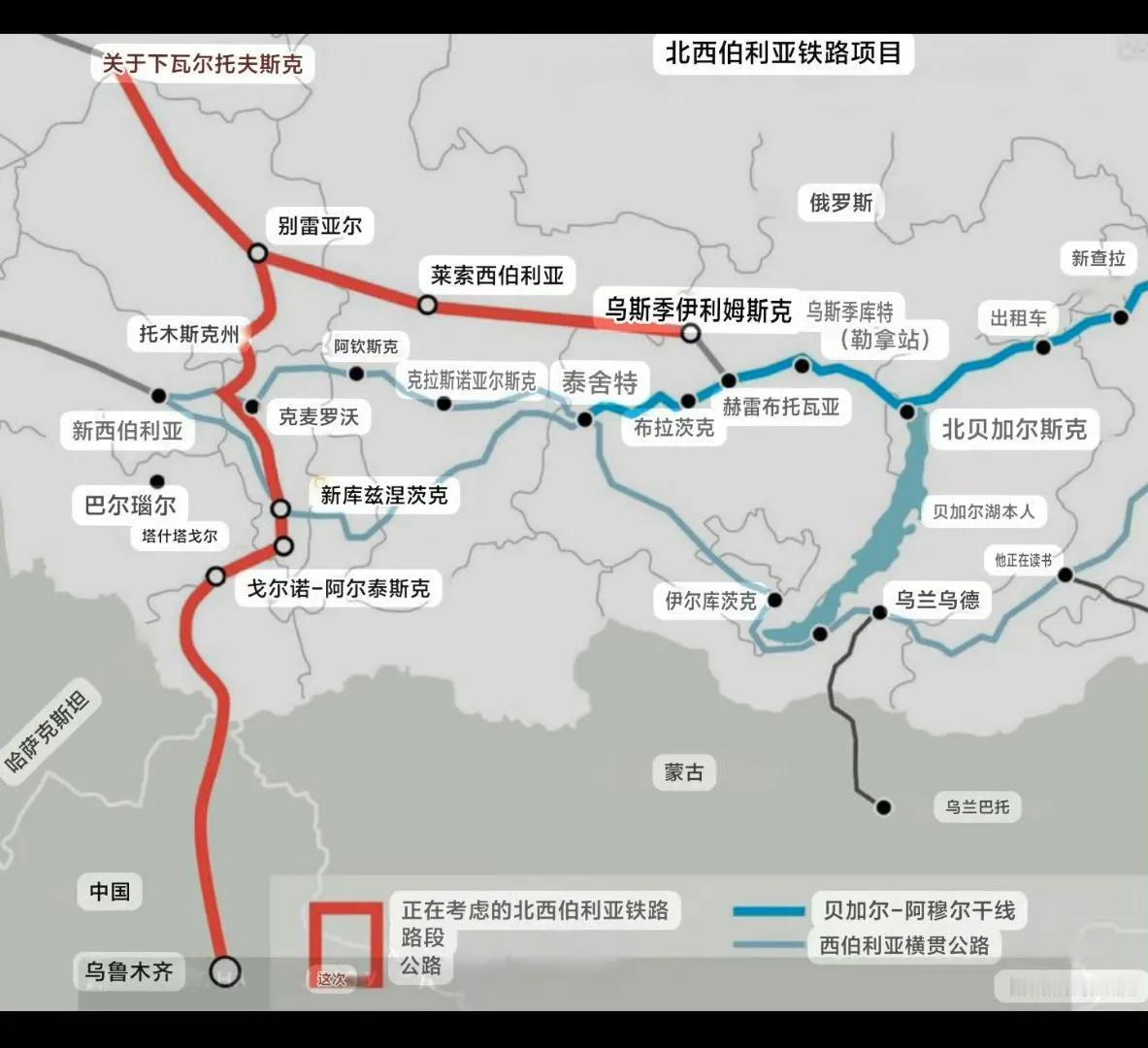 由于资金短缺，俄罗斯当局已放弃修建一条从西伯利亚到中国的新铁路。北线铁路的建设