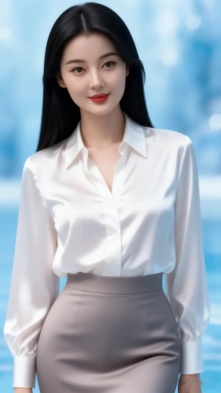 优雅白衬衫搭配高腰裙，都市女性气质满满！👗✨