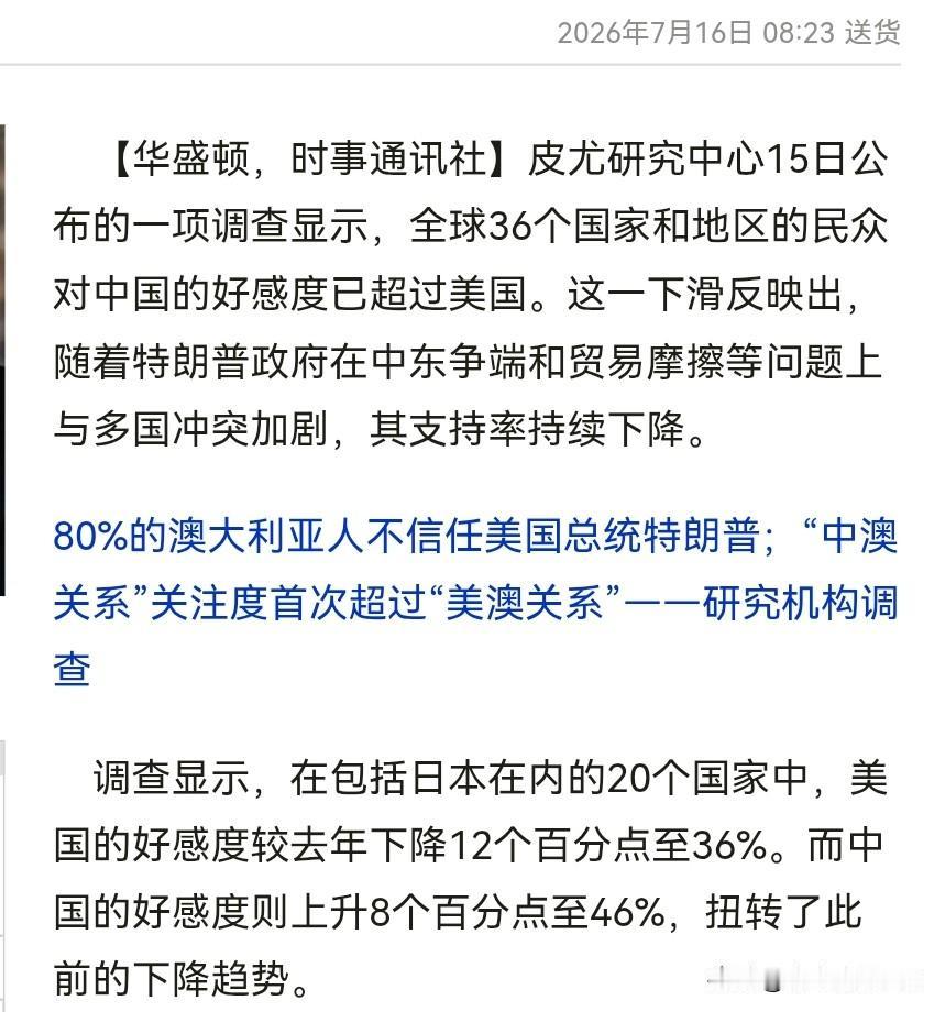日本媒体高度关注！在美国皮尤研究中心的一组调查数据出炉之后，引发了日本媒体的高度