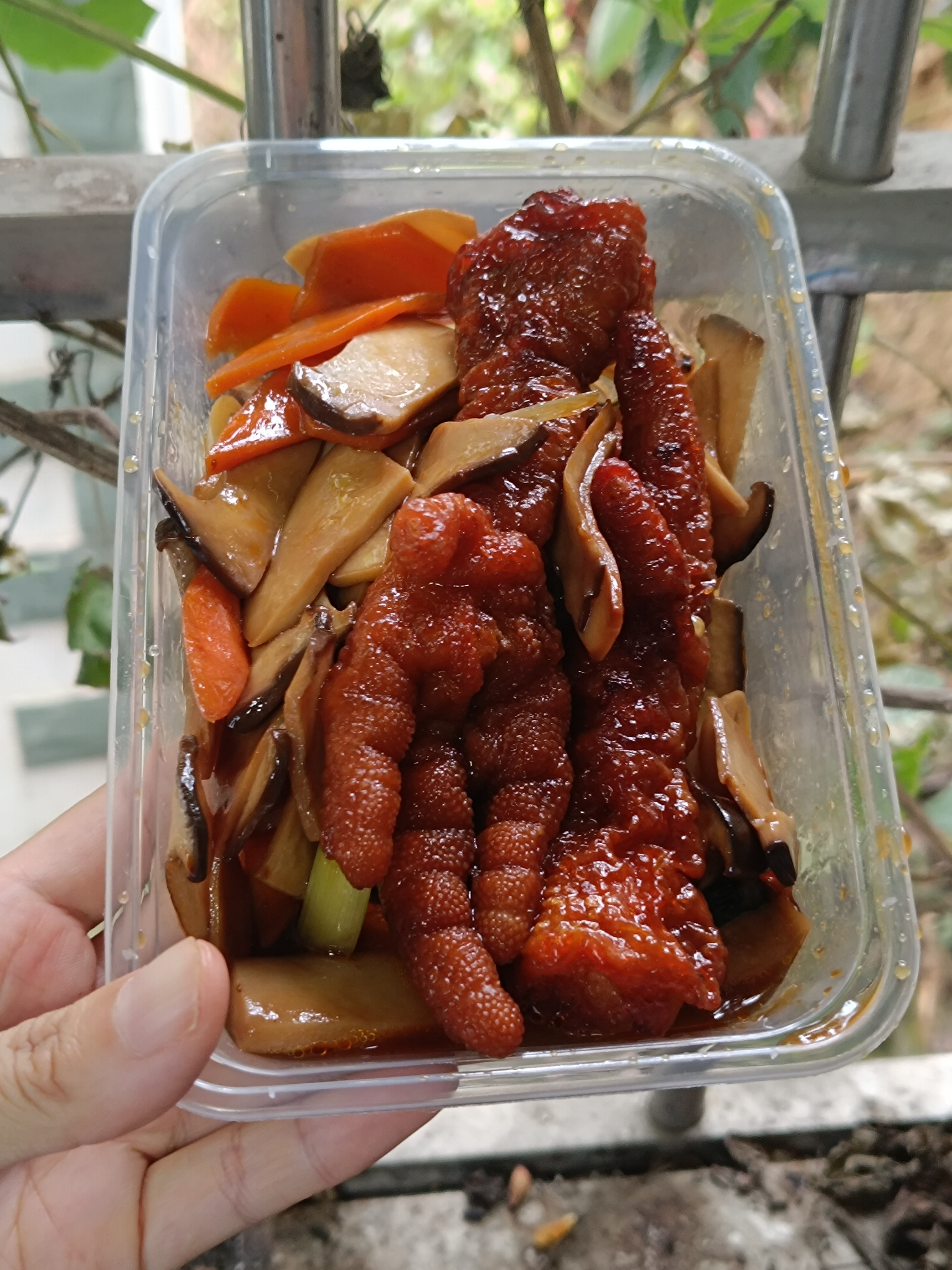 8元！那个打菜的阿姨，把两个菜的底打给我，随便收8元，说你一个人吃够了。​​​