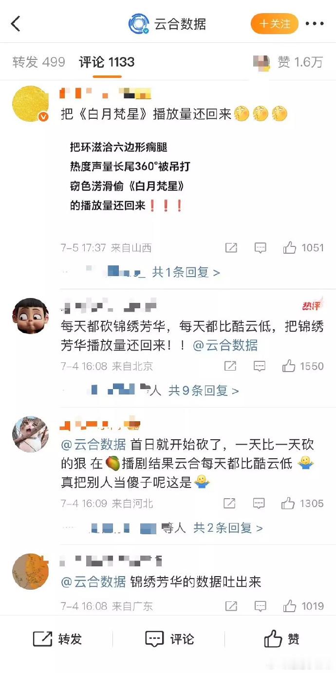 都7月份了白鹿粉丝怎么又开始替白月梵星的云合鸣不平了？​​​