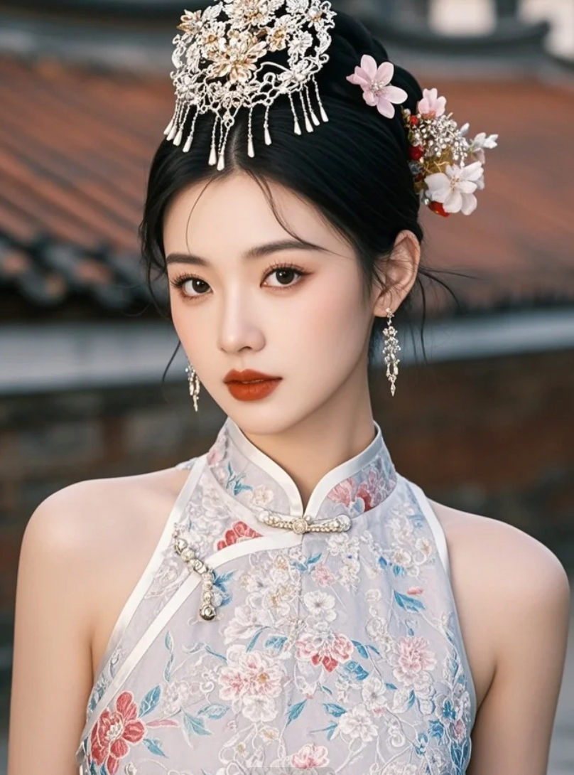 眼妆带珠光，唇染朱红色｜她的典雅，是千年文化的回响