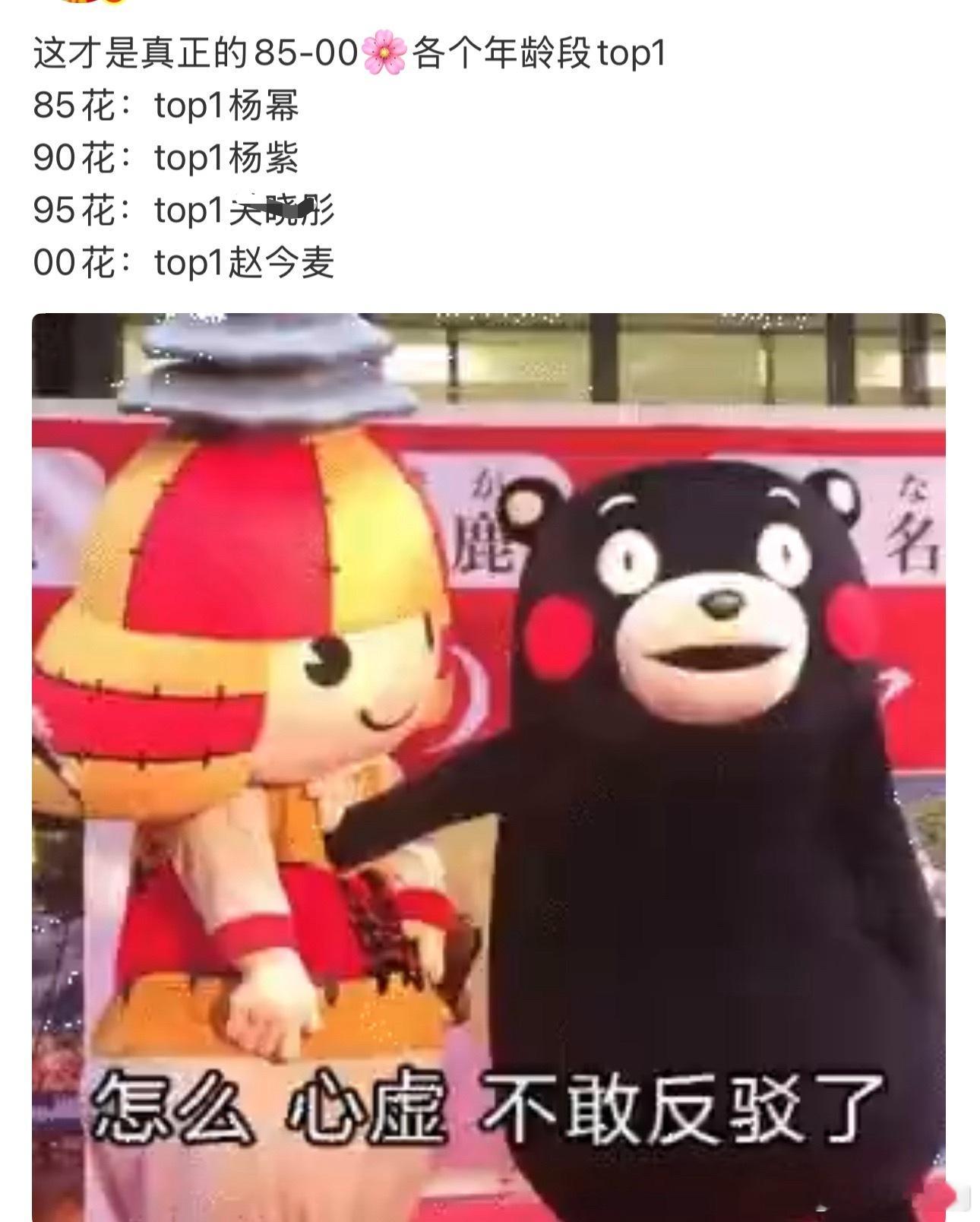 85-00🌸各个年龄段top1，这版本是最权威的85花：top1杨幂90花：t